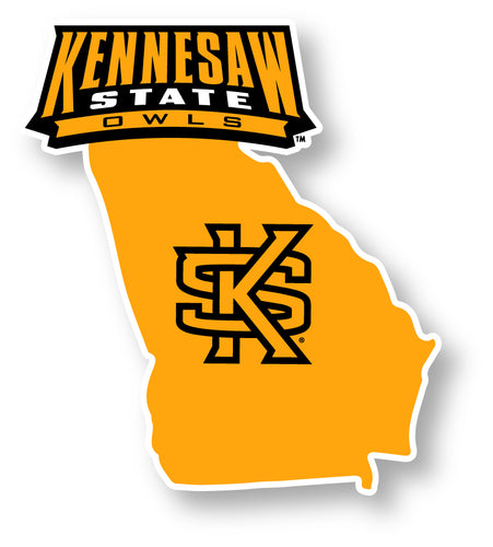 Kennesaw State University 4-Inch State Shape NCAA Vinyl Decal Sticker for Fans, Students, and Alumni