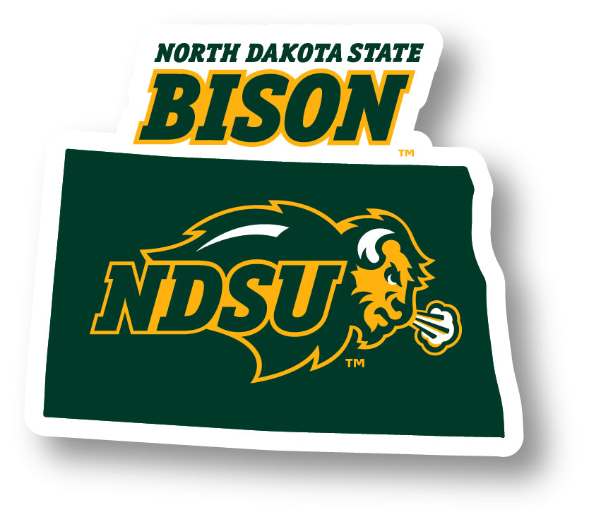 North Dakota State Bison 4-Inch State Shape NCAA Vinyl Decal Sticker for Fans, Students, and Alumni