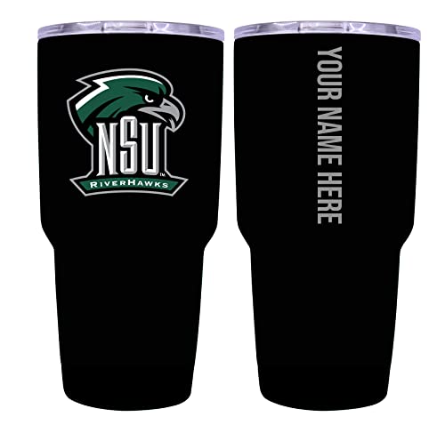 Custom Northeastern State University Riverhawks Black Insulated Tumbler - 24oz Engraved Stainless Steel Travel Mug