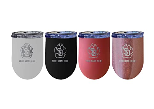 Custom South Dakota Coyotes NCAA Etched Wine Tumbler - 12oz Personalized Stainless Steel Insulated Cup