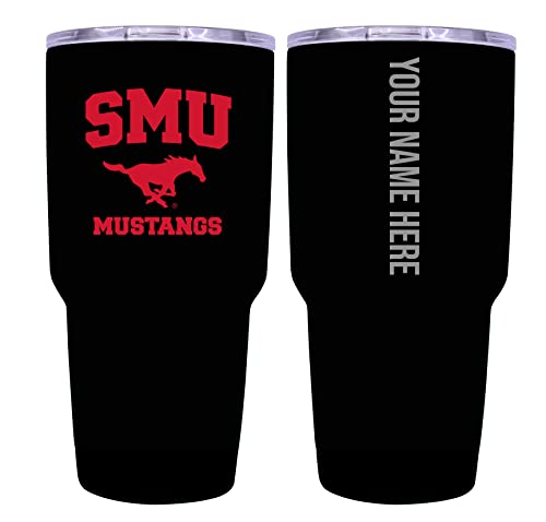 Custom Southern Methodist University Black Insulated Tumbler - 24oz Engraved Stainless Steel Travel Mug