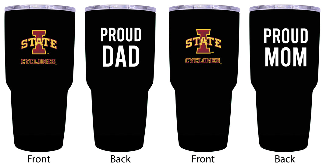 Iowa State Cyclones Proud Parent 24 oz Insulated Tumblers Set - Black, Mom & Dad Edition