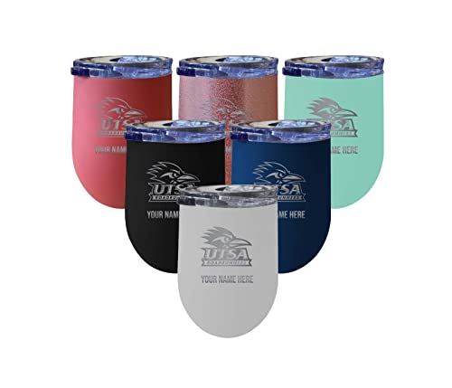 Custom UTSA Road Runners NCAA Etched Wine Tumbler - 12oz Personalized Stainless Steel Insulated Cup