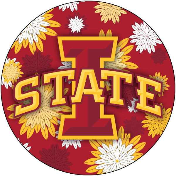 Iowa State Cyclones Round 4-Inch NCAA Floral Love Vinyl Sticker - Blossoming School Spirit Decal