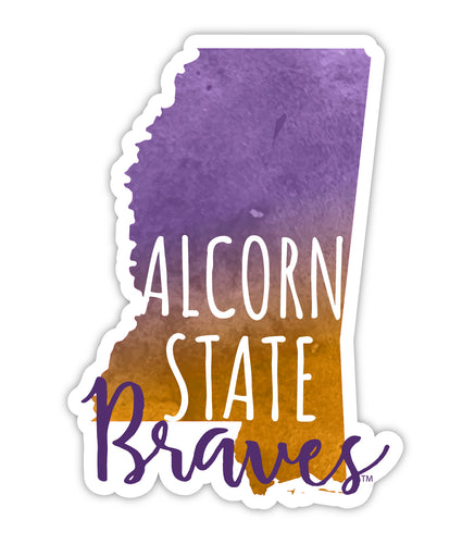 Alcorn State Braves 2-Inch on one of its sides Watercolor Design NCAA Durable School Spirit Vinyl Decal Sticker