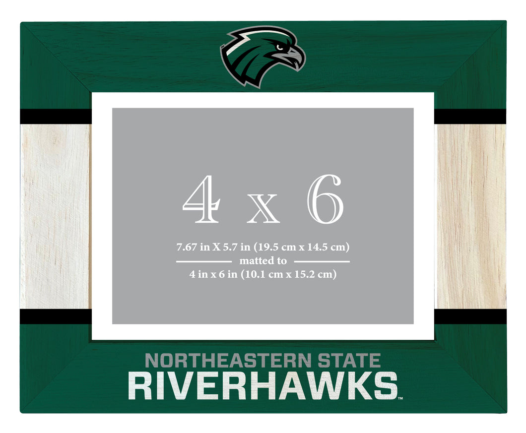 Northeastern State University Riverhawks Wooden Photo Frame - Customizable 4 x 6 Inch - Elegant Matted Display for Memories