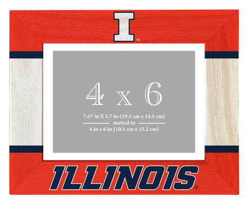 Illinois Fighting Illini Wooden Photo Frame - Customizable 4 x 6 Inch - Elegant Matted Display for Memories