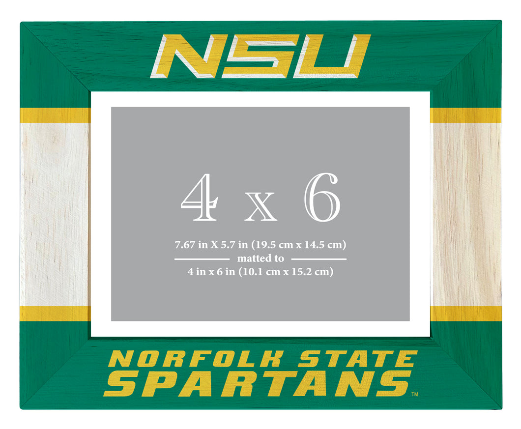 Norfolk State University Wooden Photo Frame - Customizable 4 x 6 Inch - Elegant Matted Display for Memories