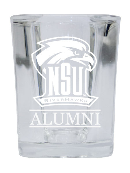 NCAA Northeastern State University Riverhawks Alumni 2oz Laser Etched Square Shot Glass 