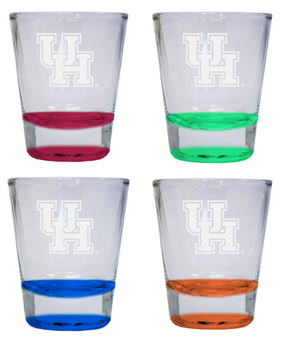 NCAA University of Houston Collector's 2oz Laser-Engraved Spirit Shot Glass Red, Orange, Blue and Green 4-Pack