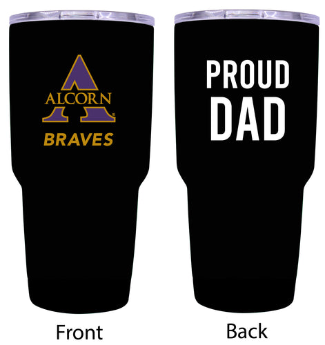 Alcorn State Braves Proud Dad 24 oz Insulated Stainless Steel Tumbler Black